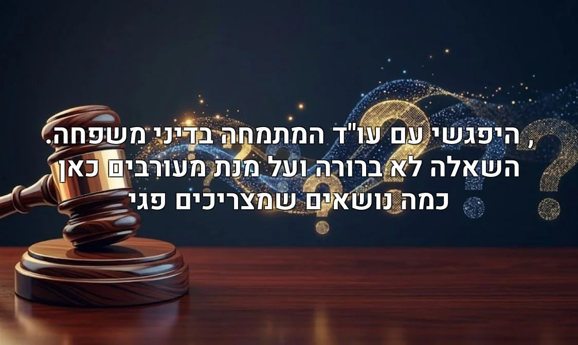 , היפגשי עם עו"ד המתמחה בדיני משפחה. השאלה לא ברורה ועל מנת מעורבים כאן כמה נושאים שמצריכים פגי