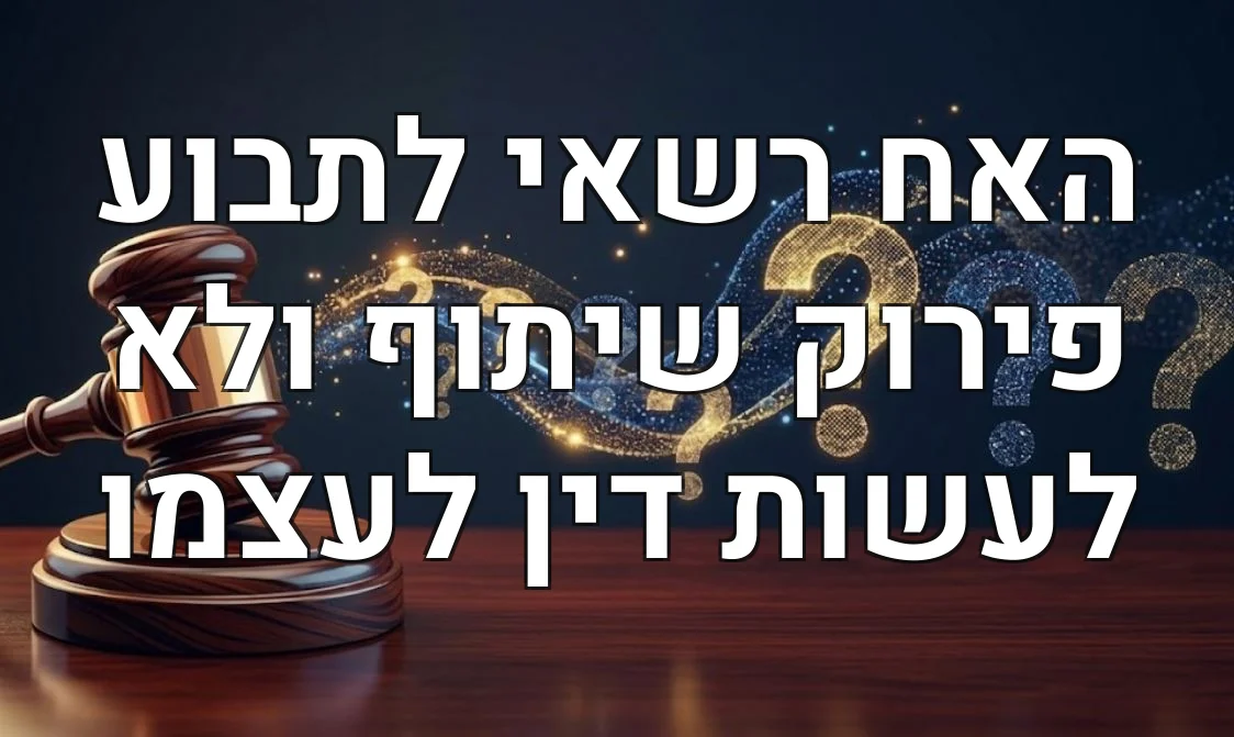 האח רשאי לתבוע פירוק שיתוף ולא לעשות דין לעצמו