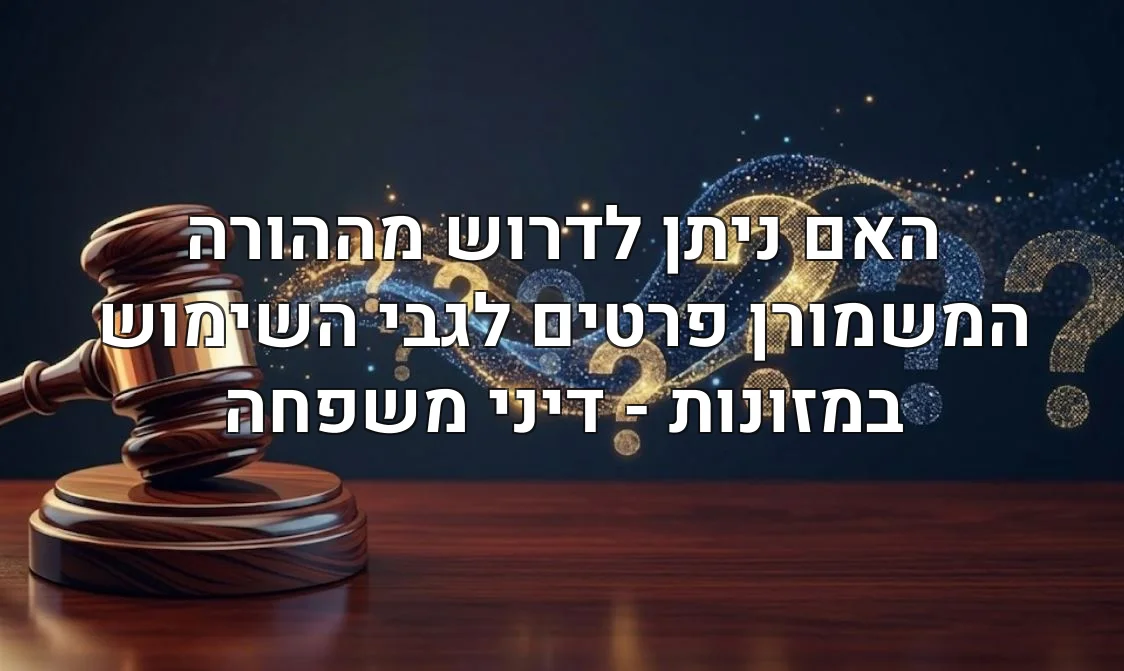 האם ניתן לדרוש מההורה המשמורן פרטים לגבי השימוש במזונות - דיני משפחה