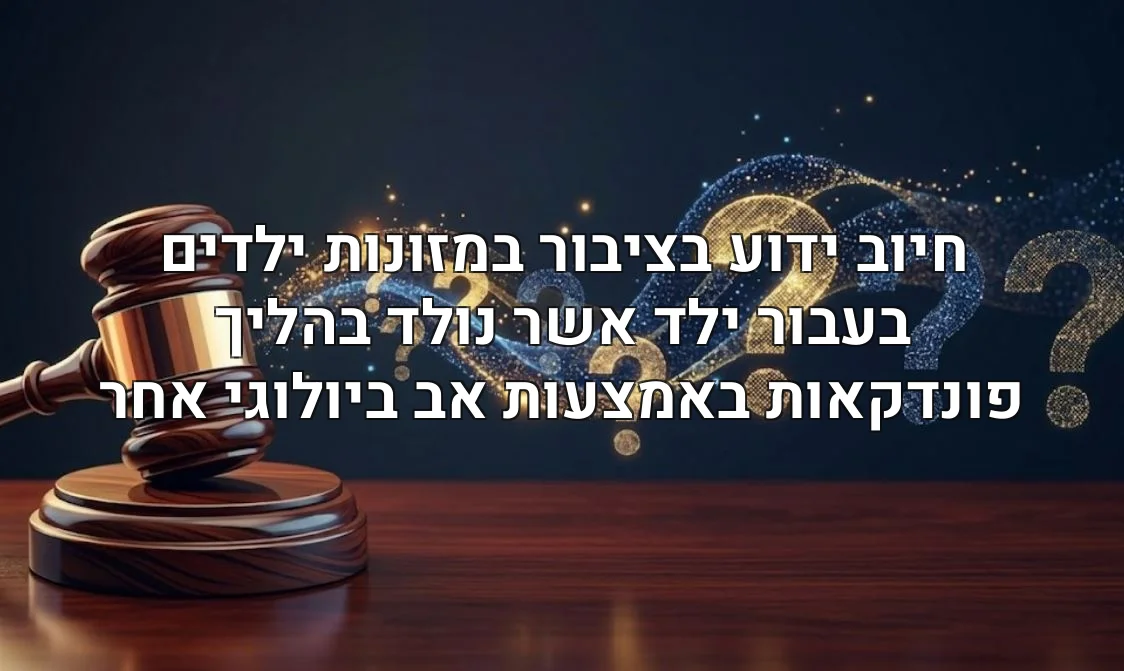 חיוב ידוע בציבור במזונות ילדים בעבור ילד אשר נולד בהליך פונדקאות באמצעות אב ביולוגי אחר
