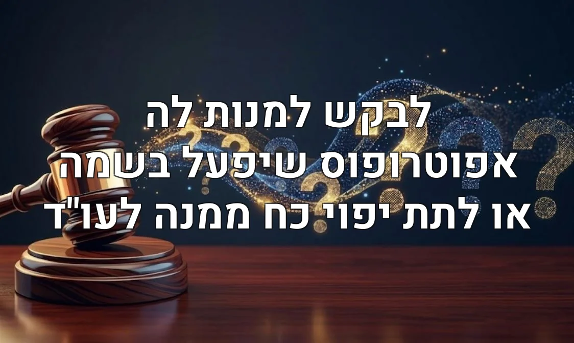 לבקש למנות לה אפוטרופוס שיפעל בשמה או לתת יפוי כח ממנה לעו"ד