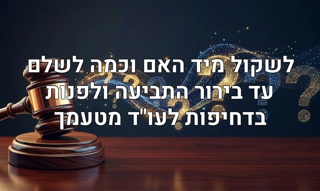 לשקול מיד האם וכמה לשלם עד בירור התביעה ולפנות בדחיפות לעו"ד מטעמך