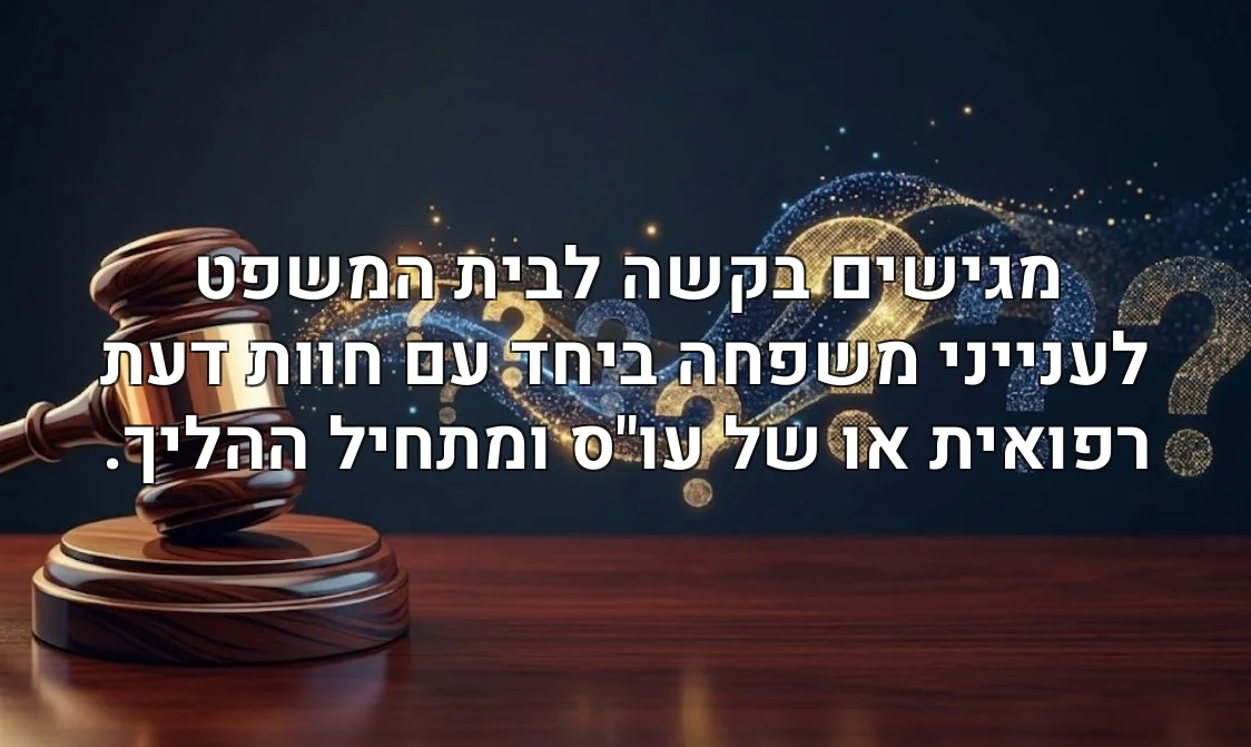מגישים בקשה לבית המשפט לענייני משפחה ביחד עם חוות דעת רפואית או של עו"ס ומתחיל ההליך.