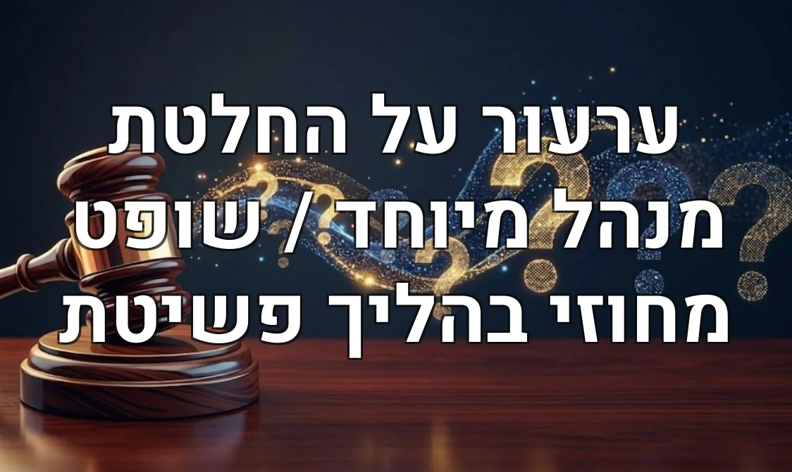 ערעור על החלטת מנהל מיוחד / שופט מחוזי בהליך פשיטת