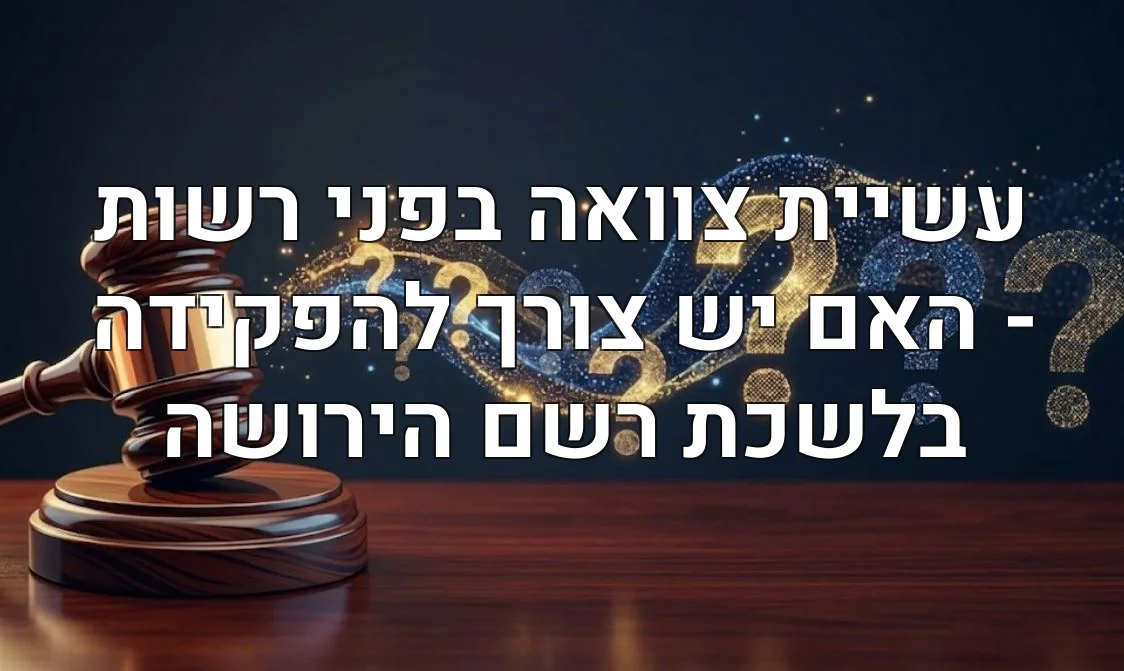 עשיית צוואה בפני רשות - האם יש צורך להפקידה בלשכת רשם הירושה