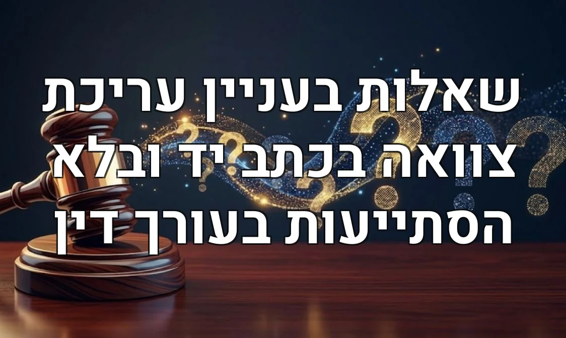 שאלות בעניין עריכת צוואה בכתב יד ובלא הסתייעות בעורך דין